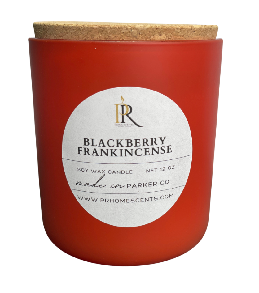 Blackberry Frankincense 12 oz Soy Wax Candle w/Crackling Woodwick