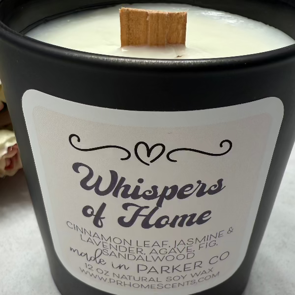 Whispers of Home soy wax candle clean non-toxic scent -hand poured in Parker Colorado