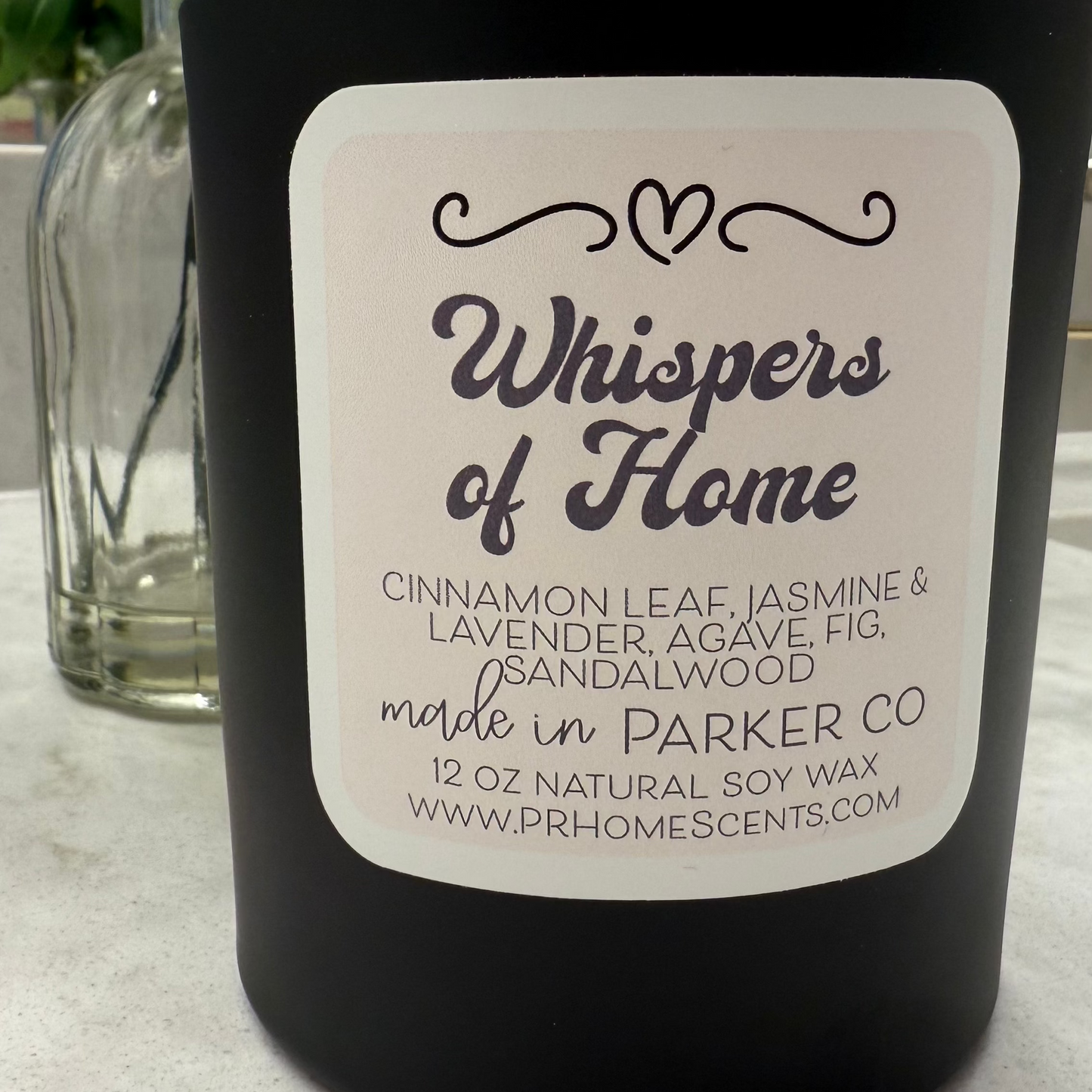 Whispers of Home soy wax candle clean non-toxic scent -hand poured in Parker Colorado